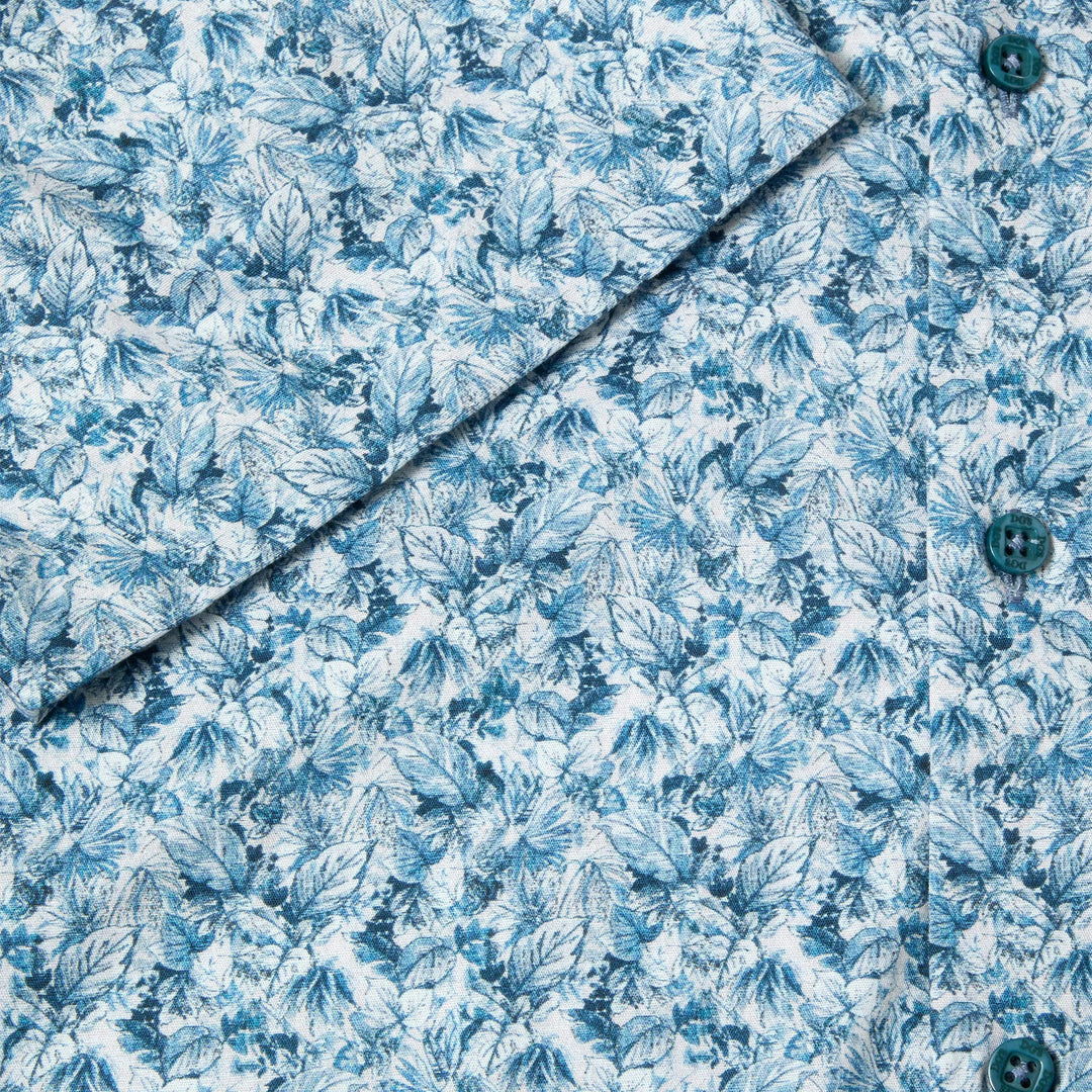 DG's Drifter 14129 26 Blue Leaf Print Mens Short Sleeve Shirt