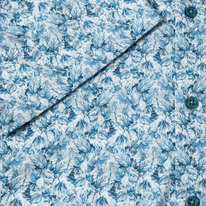 DG's Drifter 14129 26 Blue Leaf Print Mens Short Sleeve Shirt