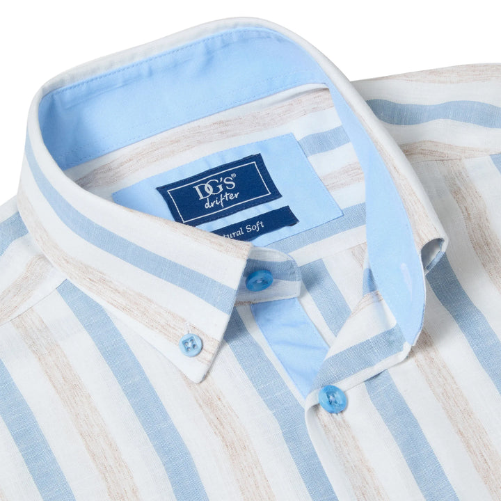 DG's Drifter 14144 12 Blue White Stripe Mens Short Sleeve Shirt