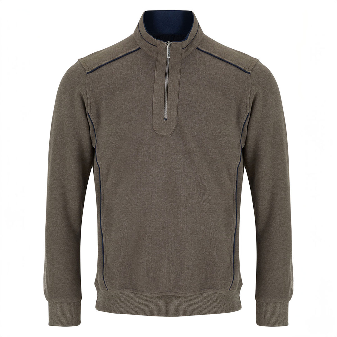 DG's Drifter 3-55172-47 Brown Long Sleeve Zip Neck Jumper - Baks Menswear Bournemouth