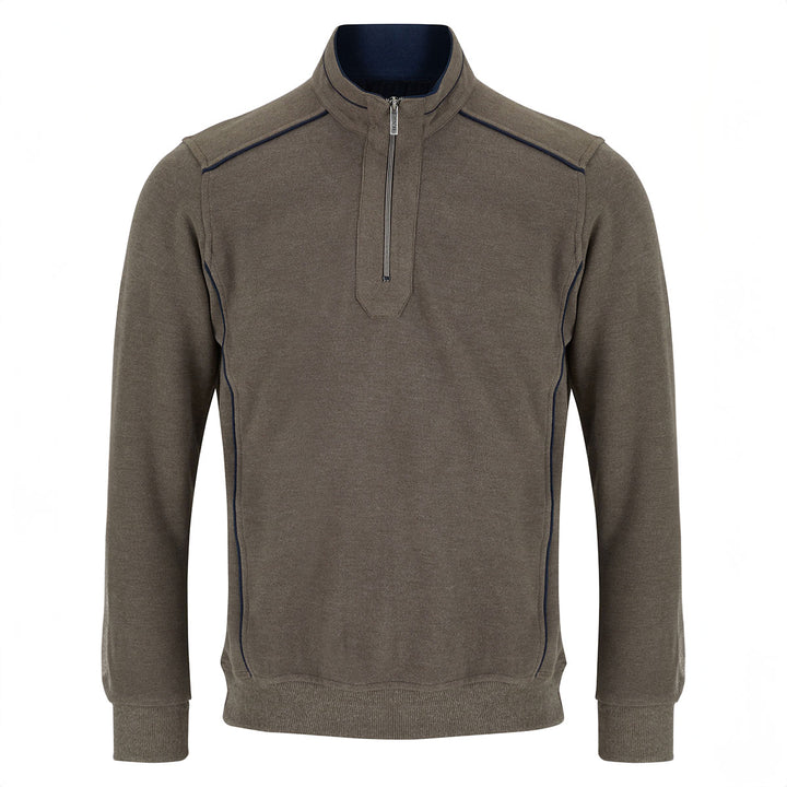 DG's Drifter 3-55172-47 Brown Long Sleeve Zip Neck Jumper - Baks Menswear Bournemouth