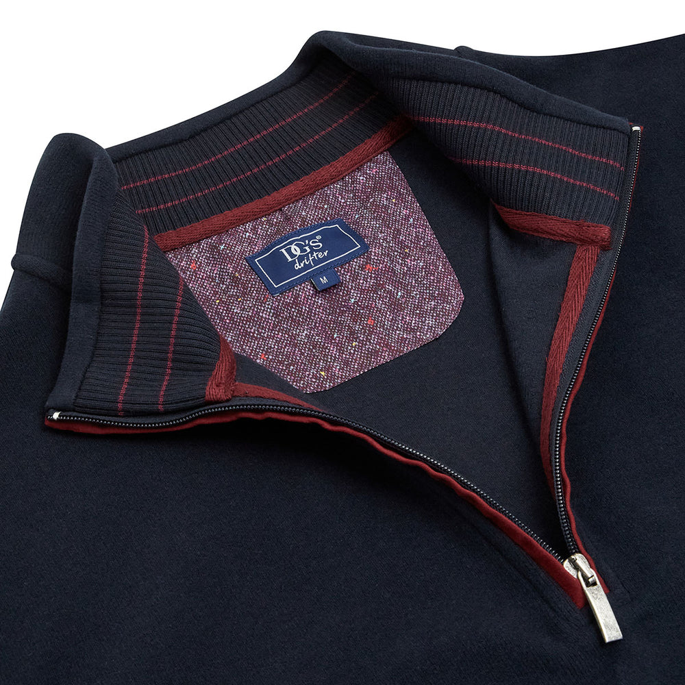 DG's Drifter 503-55112-79 Navy Red Zip Neck Sweatshirt - Baks Menswear Bournemouth