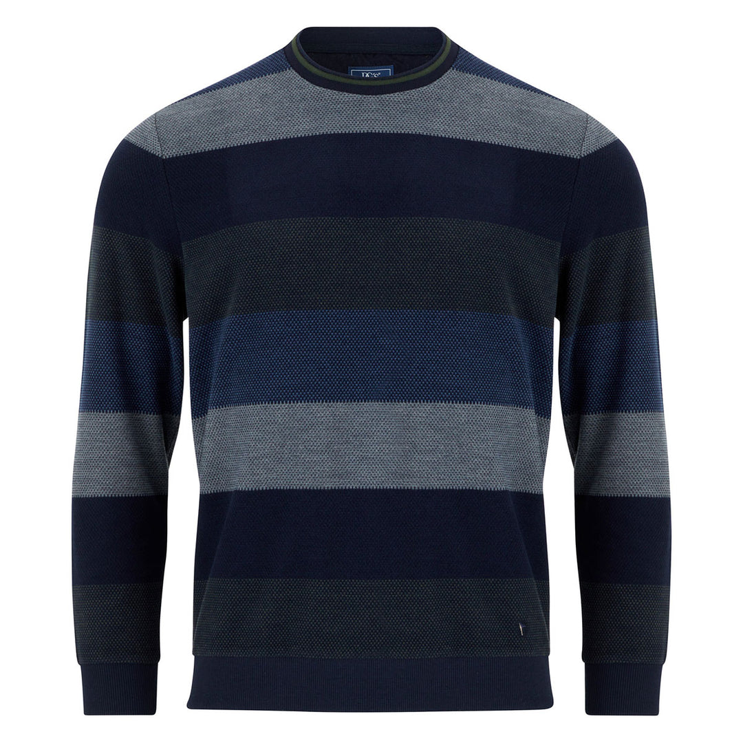 DG's Drifter 523-55133-372 Navy Stripe Crew Neck Sweatshirt - Baks Menswear Bournemouth