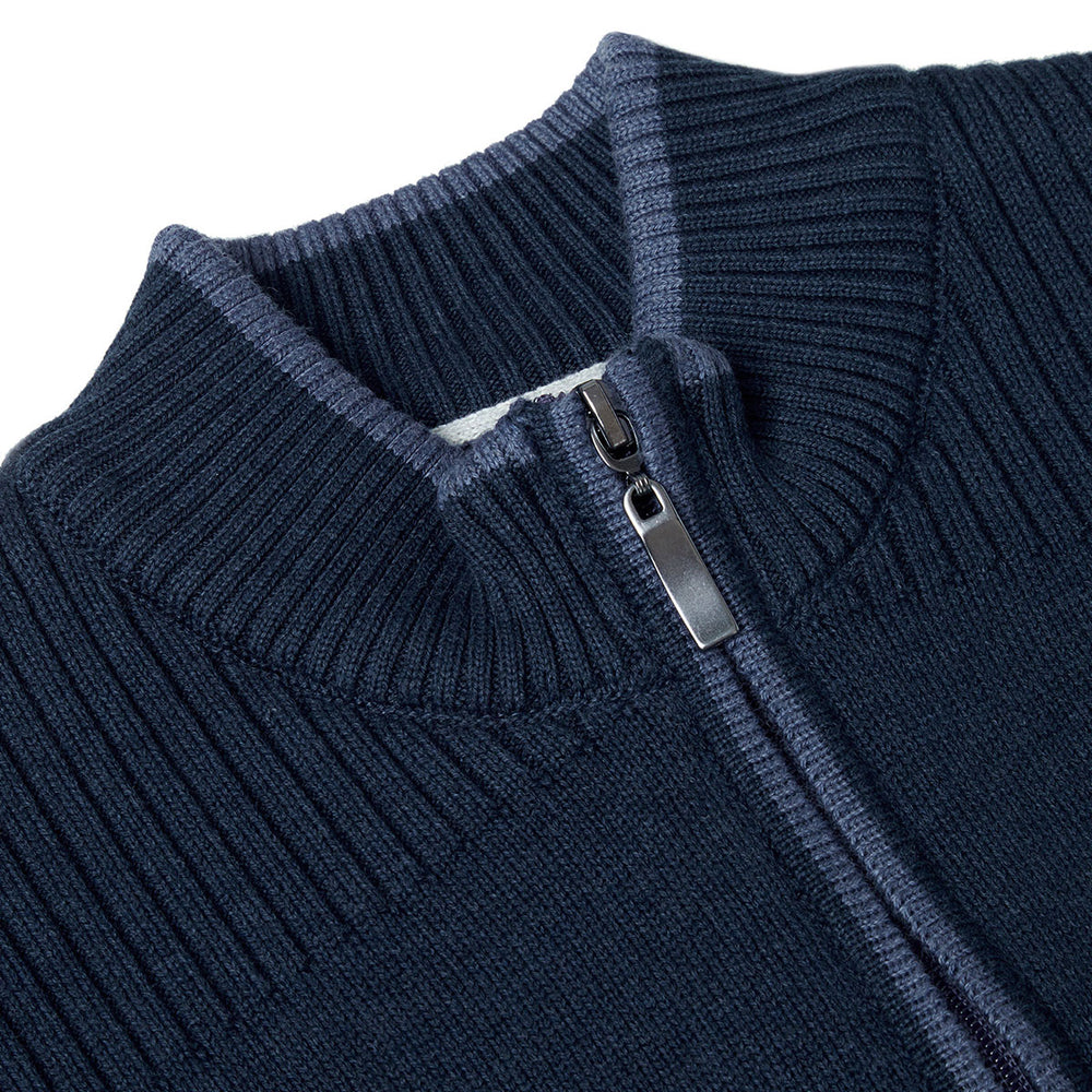 DG's Drifter 523-55315-78 Blue Zip Neck Jumper - Baks Menswear Bournemouth