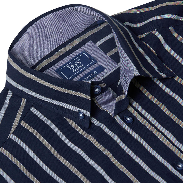 DG's Drifter 531-14572-78 Ivano Navy Stripe Long Sleeve Shirt - Baks Menswear Bournemouth