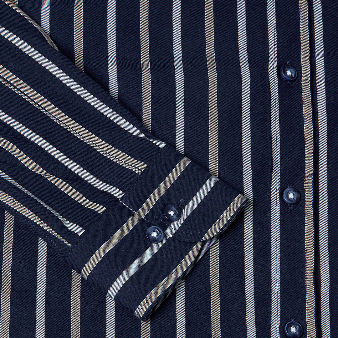 DG's Drifter 531-14572-78 Ivano Navy Stripe Long Sleeve Shirt - Baks Menswear Bournemouth