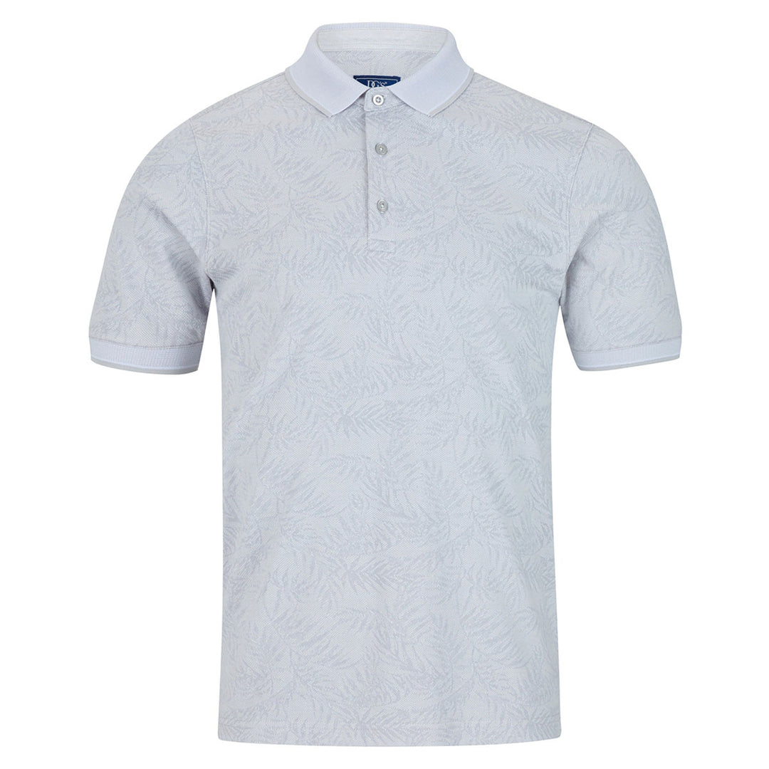 DG's Drifter 55198 02 Light Grey Leaf Pattern Short Sleeve Polo Shirt - Baks Menswear Bournemouth