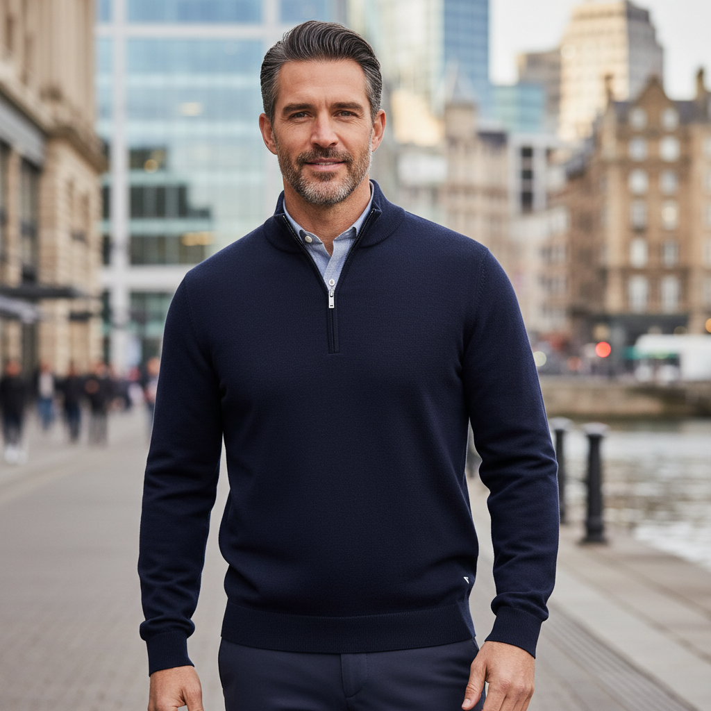 DG'S Drifter 55354 78 Navy Long Sleeve Mens Zip Neck Top