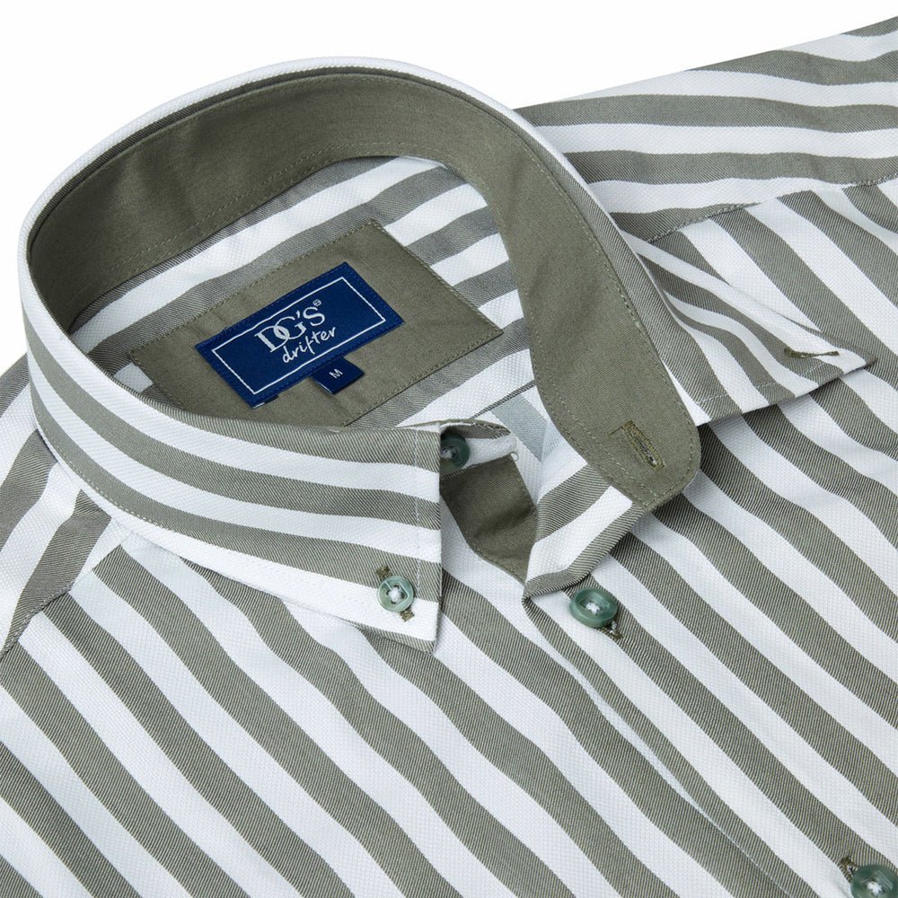 DG's Drifter Geneva 141-14620SS 13 Green White Short Sleeve Shirt - Baks Menswear Bournemouth