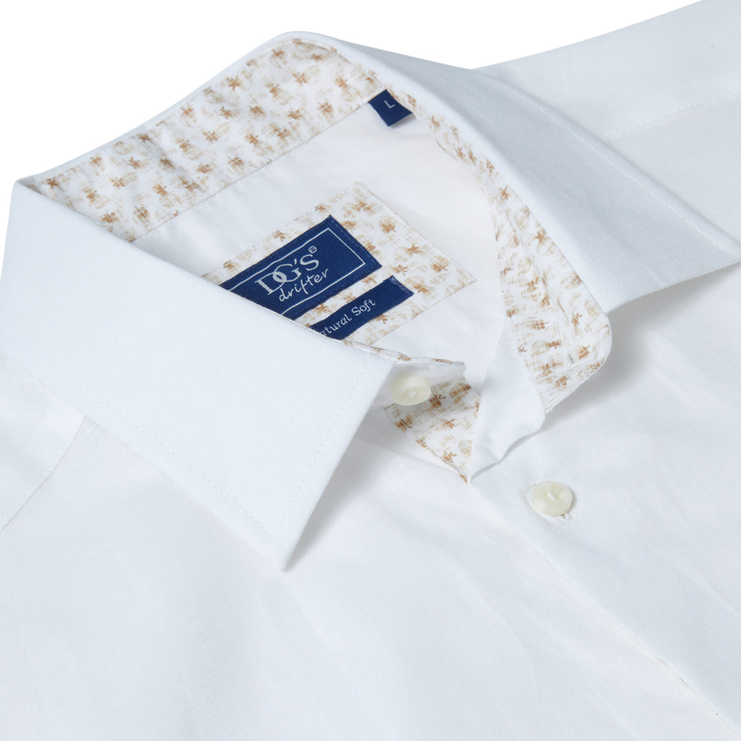 DG's Drifter Giovanni 14770 01 White Short Sleeve Linen Shirt