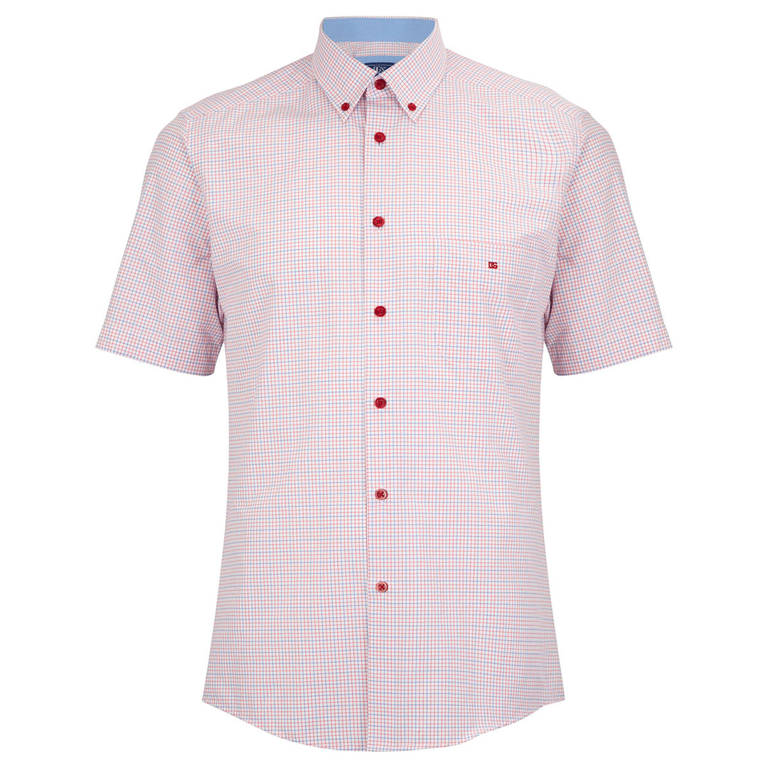 DG's Drifter Ivano 101-15581SS-16 Red Blue Check Short Sleeve Shirt - Baks Menswear Bournemouth