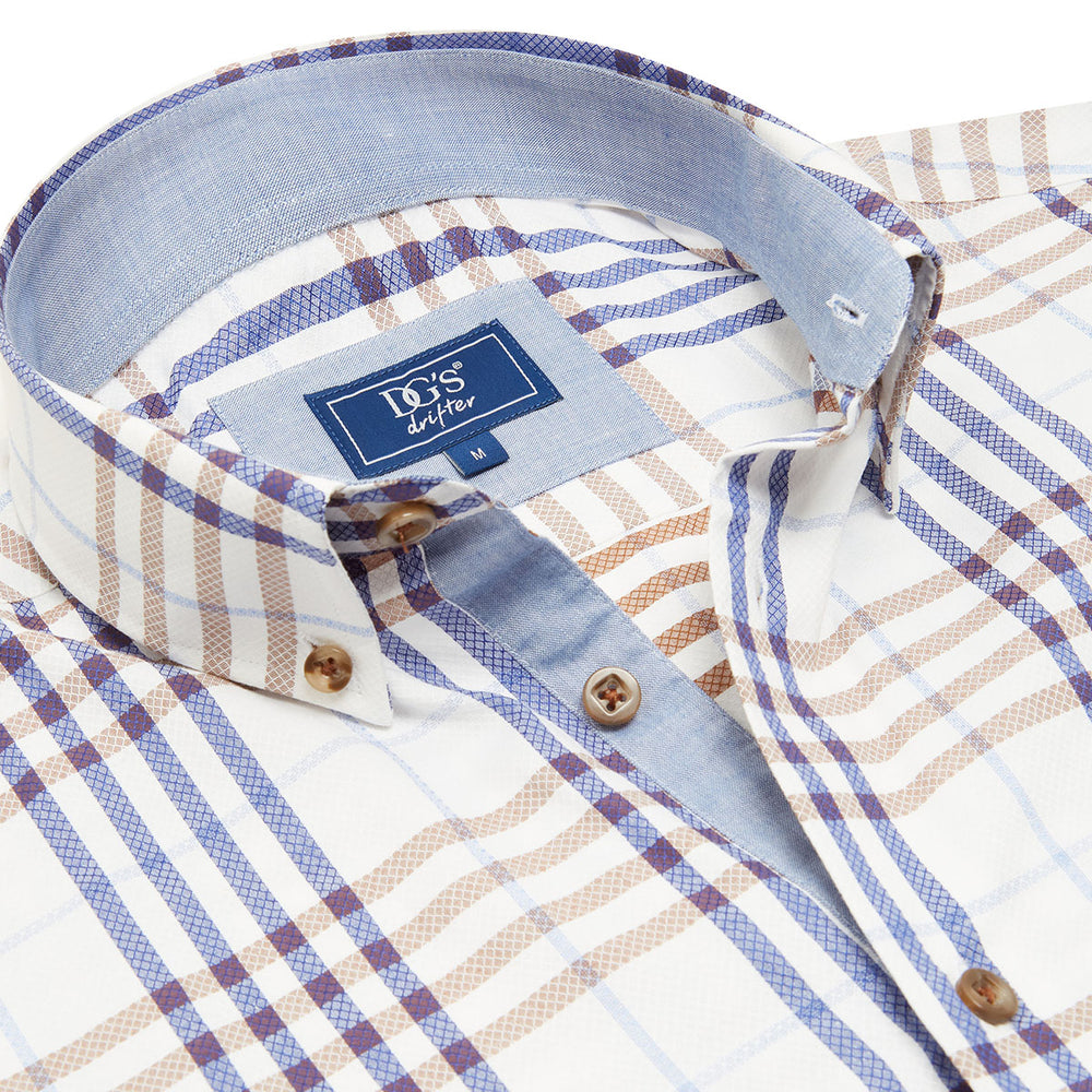 DG's Drifter Ivano 101 15590SS 19 White Check Short Sleeve Shirt - Baks Menswear Bournemouth