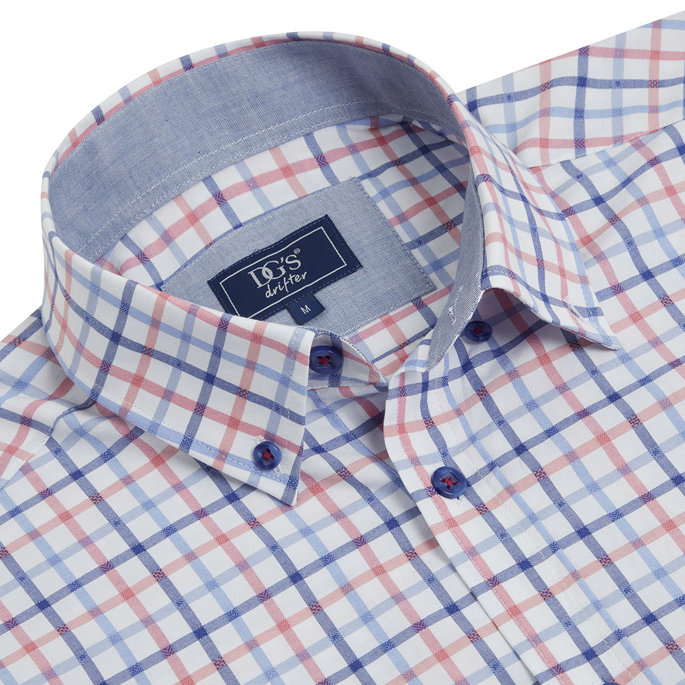 DG's Drifter Ivano 111-14308SS-16 Blue Pink Check Short Sleeve Shirt - Baks Menswear Bournemouth