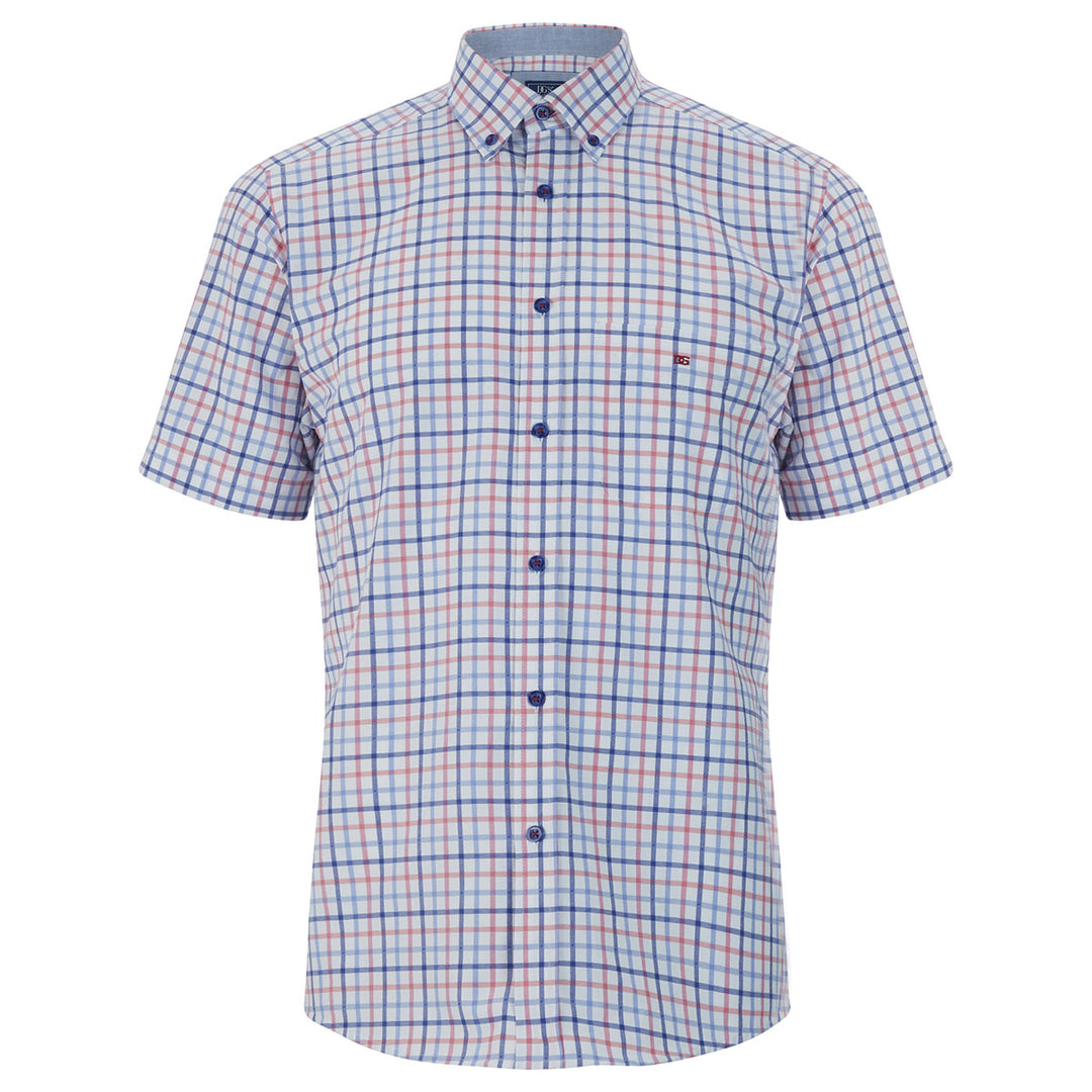 DG's Drifter Ivano 111-14308SS-16 Blue Pink Check Short Sleeve Shirt - Baks Menswear Bournemouth