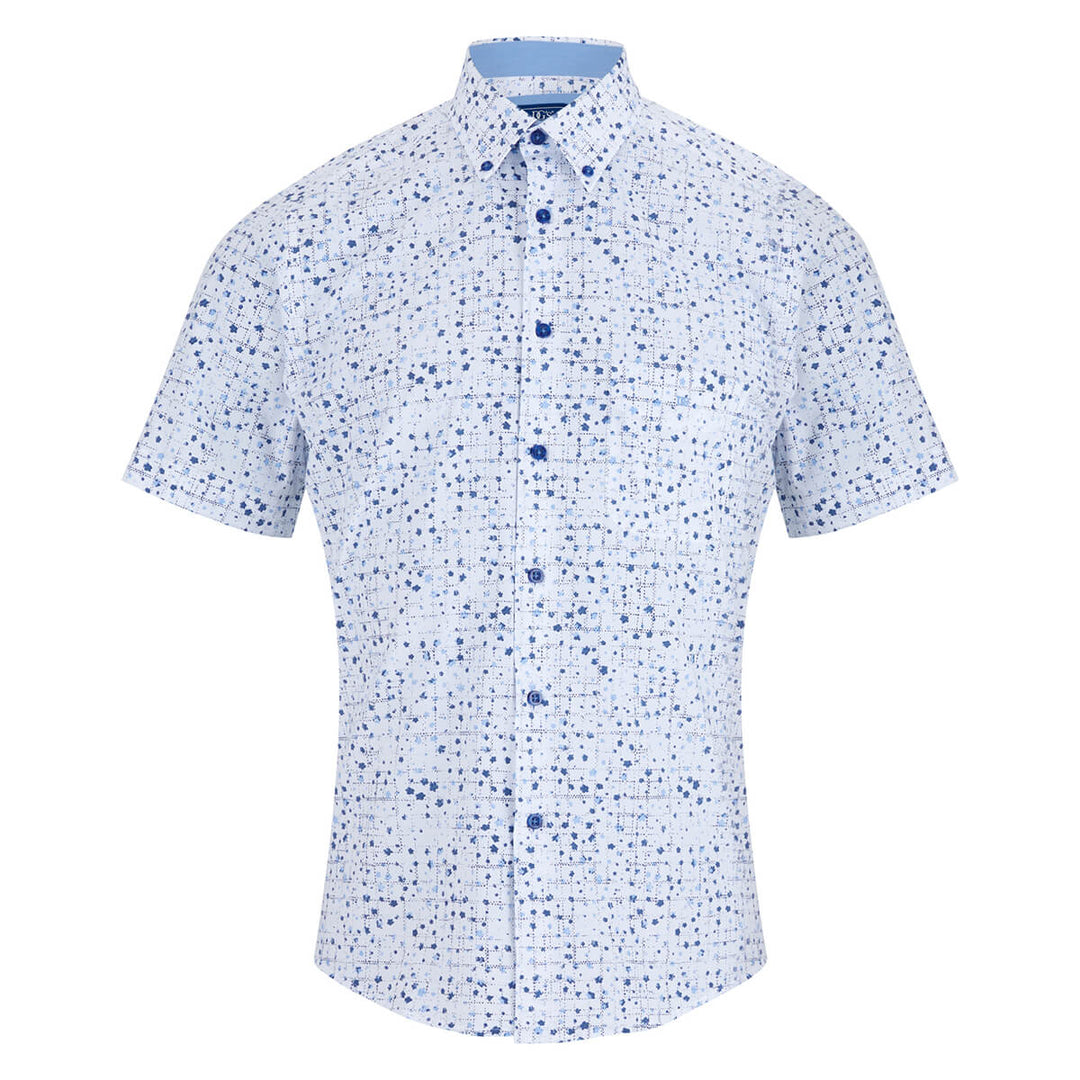 DG's Drifter Ivano 131-14459SS-12 White Small Flower Print Short Sleeve Shirt - Baks Menswear