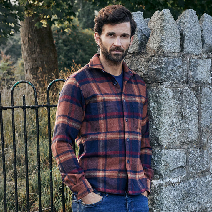 DG's Drifter Overshirt Checked Dark Orange 1-14691-58 - Baks Menswear Bournemouth