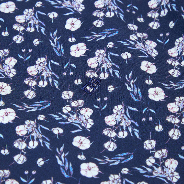 DG's Drifter Shirt Geneva Long Sleeve Navy Flower Print 1-14750-28 - Baks Menswear Bournemouth