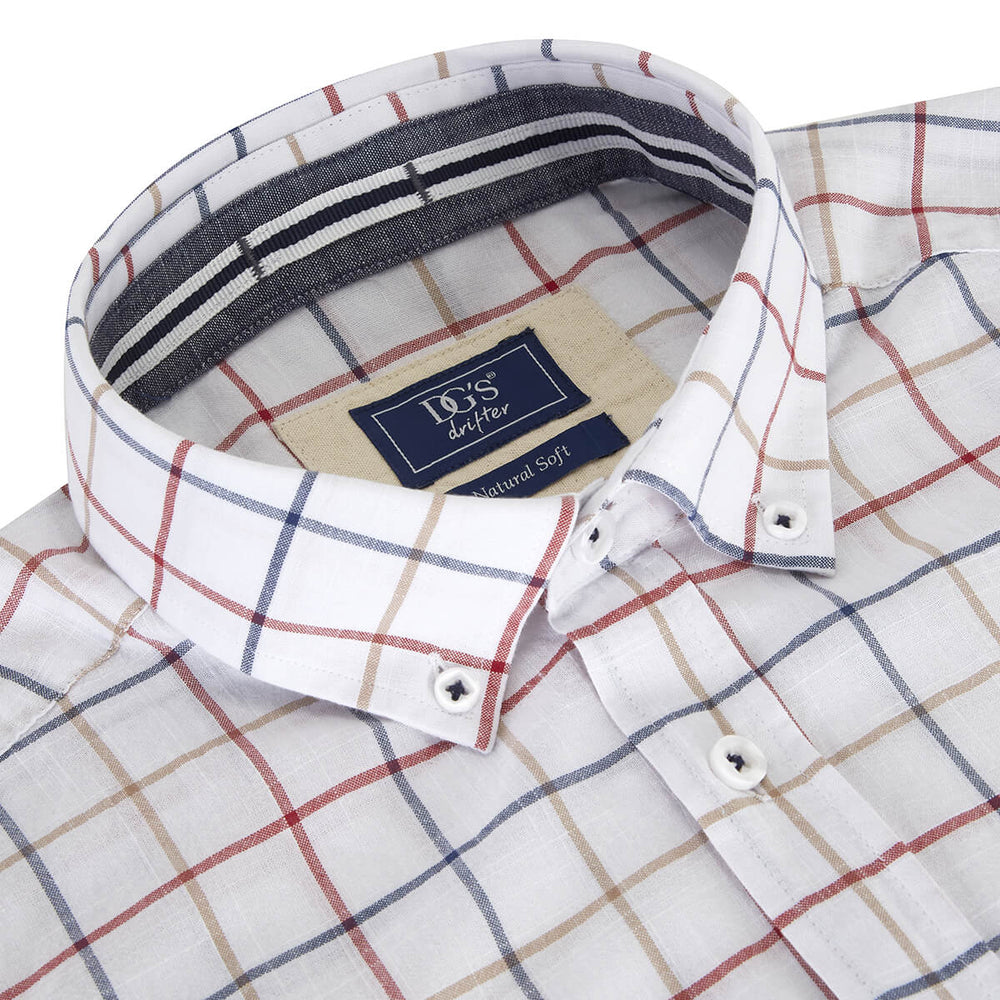 DG's Drifter Tom 111-15968SS-91 White Check Short Sleeve Shirt - Baks Menswear Bournemouth