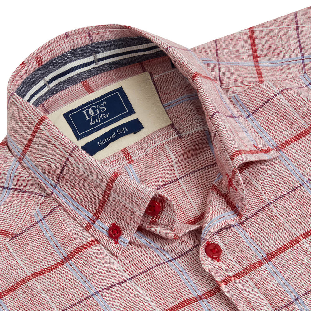 DG's Drifter Tom 111-15969SS-64 Red Check Short Sleeve Shirt - Baks Menswear Bournemouth