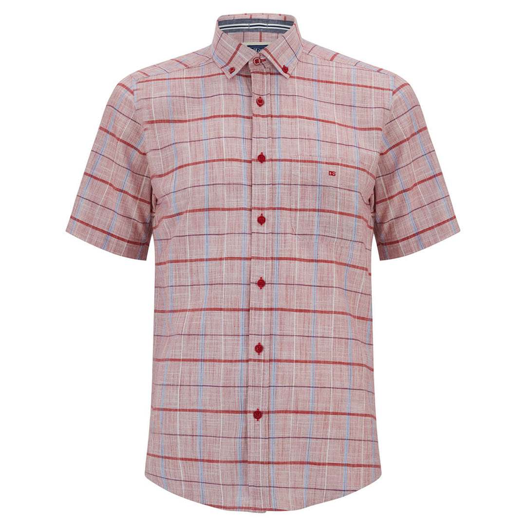 DG's Drifter Tom 111-15969SS-64 Red Check Short Sleeve Shirt - Baks Menswear Bournemouth