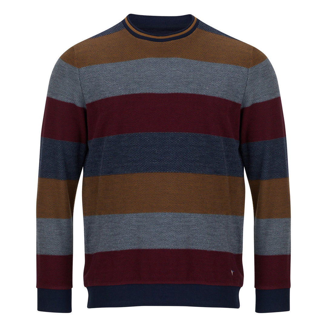 DGs Drifter 523-55133-476 Brown Stripe Crew Neck Sweatshirt - Baks Menswear Bournemouth