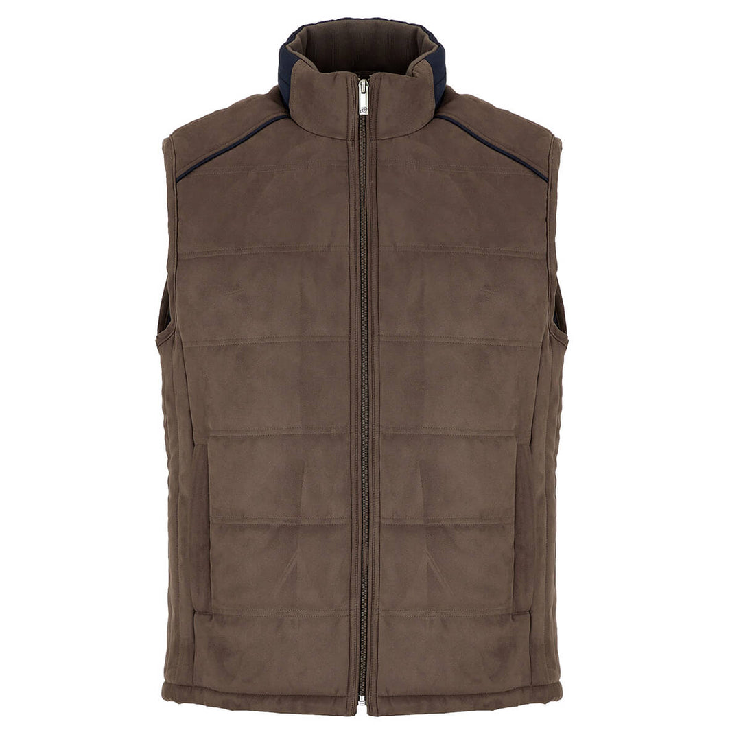 Douglas 4-80422-98 Bowen Taupe Brown Padded High Neck Gilet - Baks Menswear Bournemouth