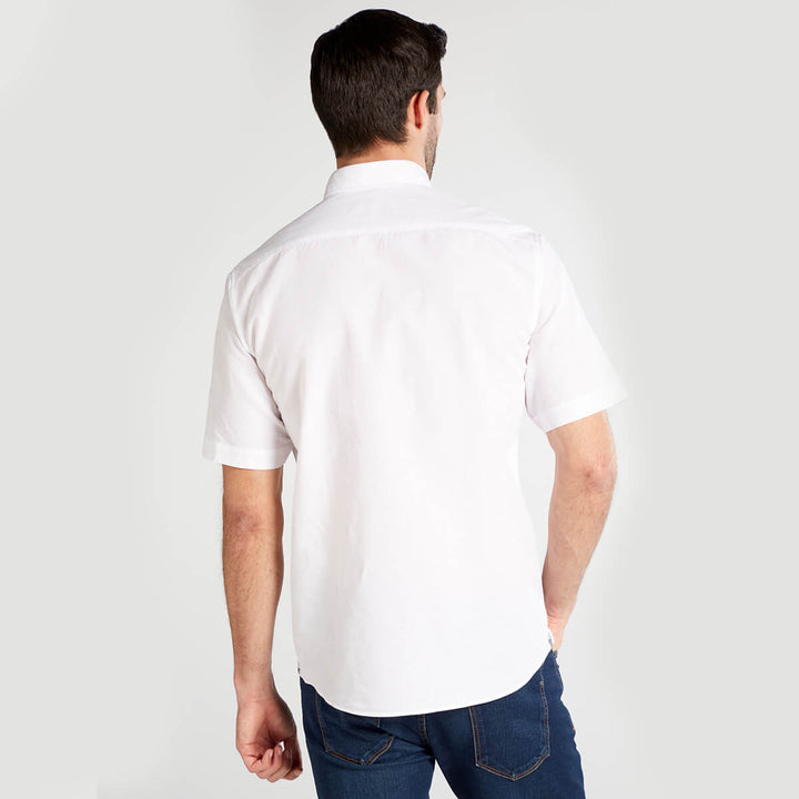 Eterna 1SH00602 2344-02C243 White Linen Short Sleeve Shirt - Baks Menswear