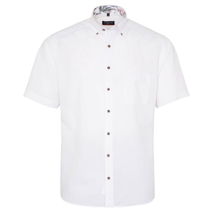 Eterna 1SH00602 2344-02C243 White Linen Short Sleeve Shirt - Baks Menswear