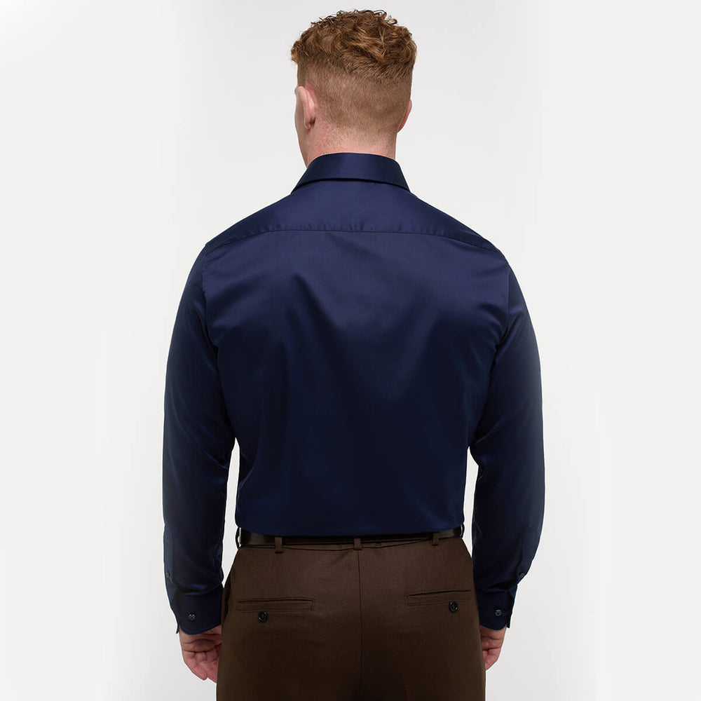 Eterna 1SH04302 8005-18X687 Navy Two Ply Modern Fit Long Sleeve Shirt - Baks Menswear Bournemouth