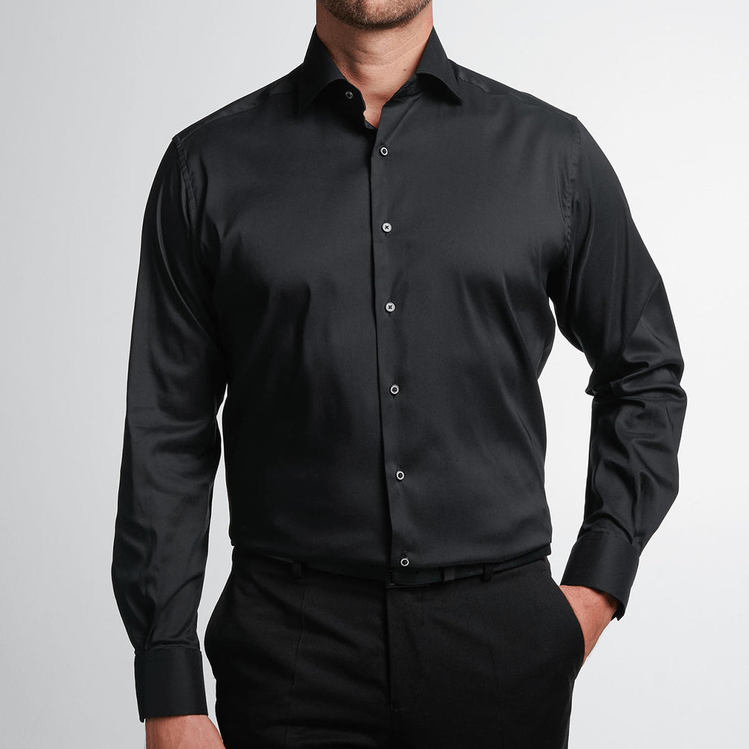 Eterna 3377-39-X18K Black Mens Long Sleeve Modern Fit Performance Shirt - Baks Menswear Bournemouth