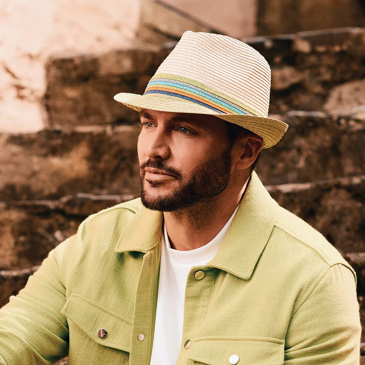 Failsworth Seville Natural Lime Toyo Straw Trilby Hat - Baks Menswear 