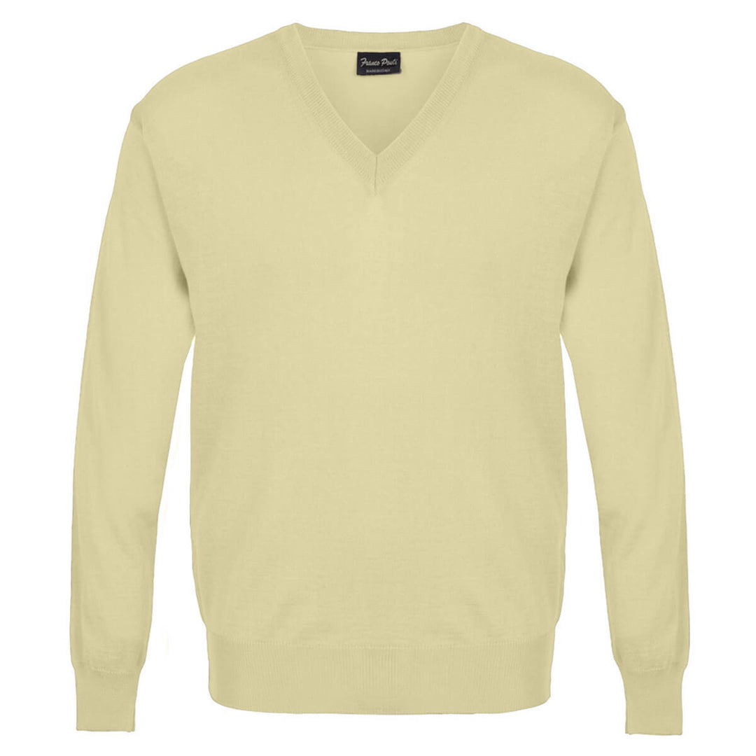 Franco Ponti 101 Lemon Yellow V-Neck Long Sleeve Jumper - Baks Menswear Bournemouth