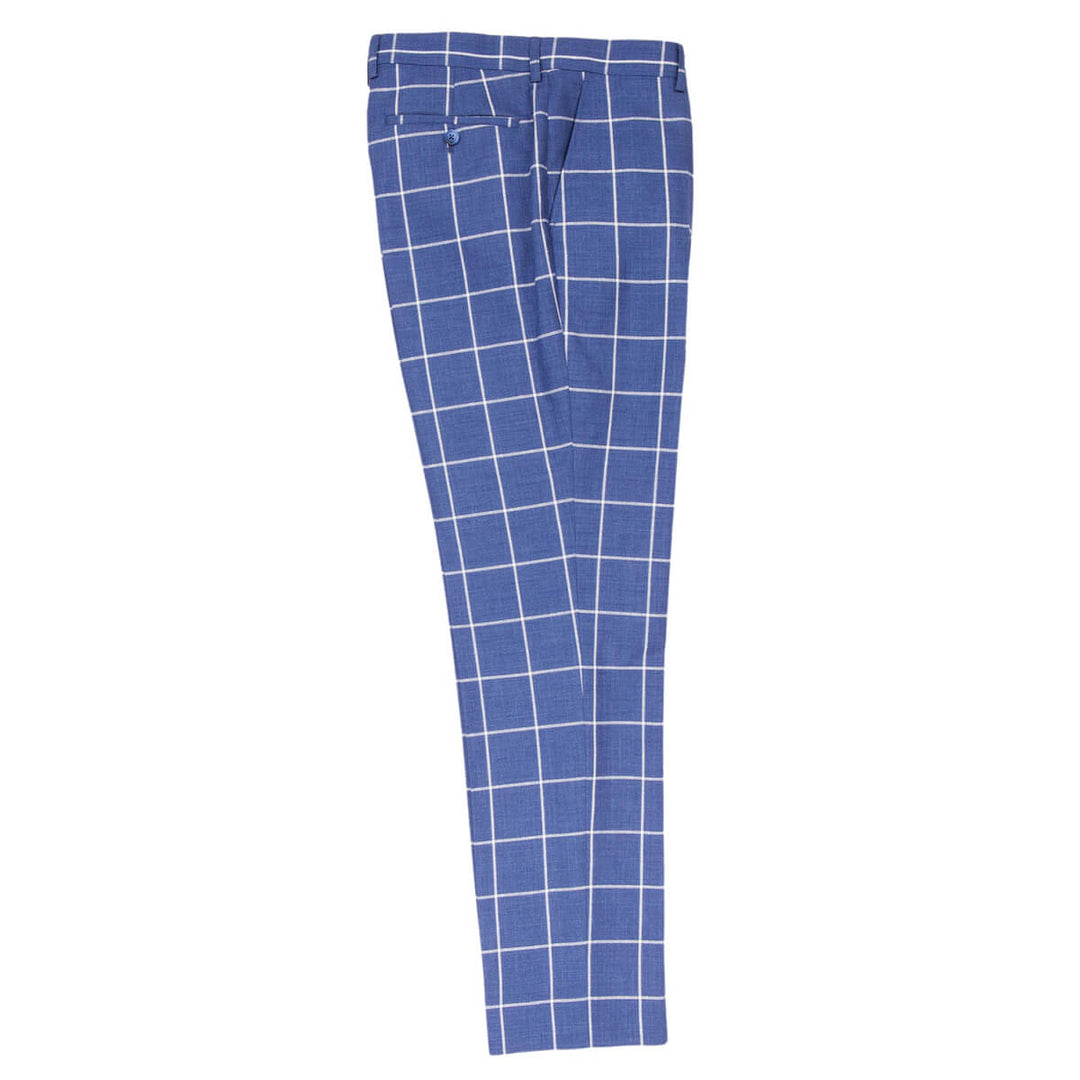 Fratelli Uniti FTR1073 42 Blue Check Suit Trousers - Baks Menswear