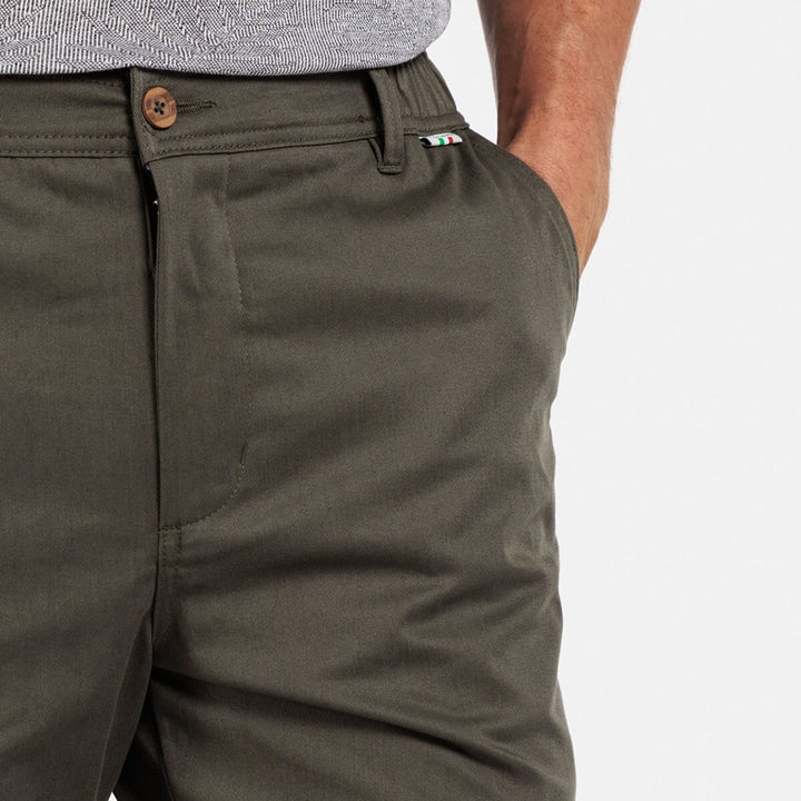 Giordano 311118 75 Porter Olive Green Elastic Waist Mens Shorts - Baks Menswear Bournemouth