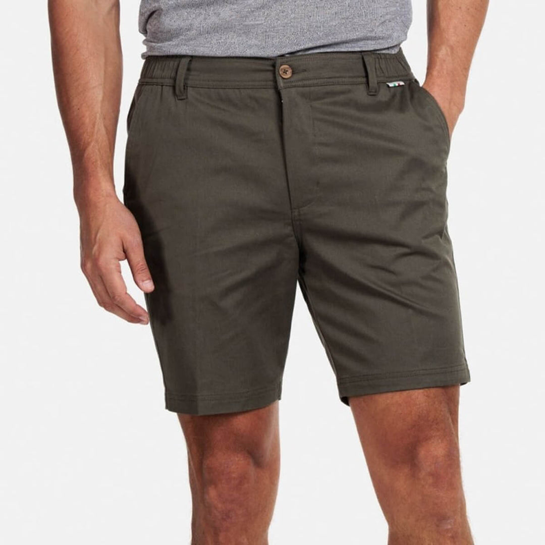 Giordano 311118 75 Porter Olive Green Elastic Waist Mens Shorts - Baks Menswear Bournemouth