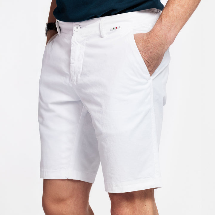 Giordano 511115 10 Stockholm White Twill Cotton Stretch Chino Shorts (1)