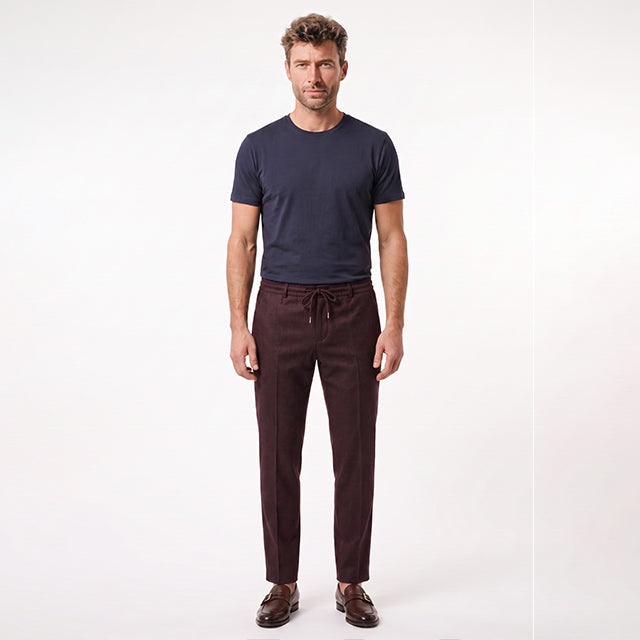 Giordano Certosa Dark Red Trousers 621062 40, full length, styled
