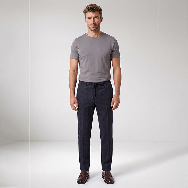 Giordano Certosa Navy Trousers 621062 60, full length, styled