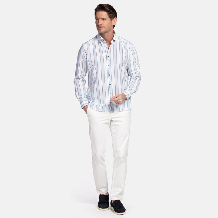 Giordano Long Sleeve Shirt 617826 Loretto Stripe Button Down - Navy 60