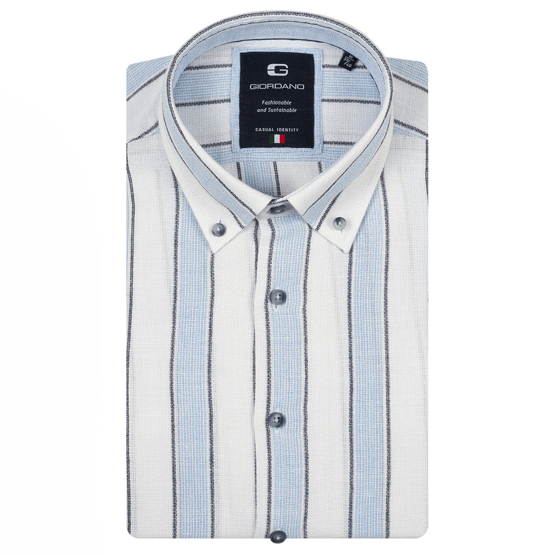 Giordano Long Sleeve Shirt 617826 Loretto Stripe Button Down - Navy 60