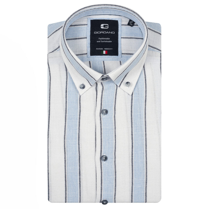 Giordano Long Sleeve Shirt 617826 Loretto Stripe Button Down - Navy 60