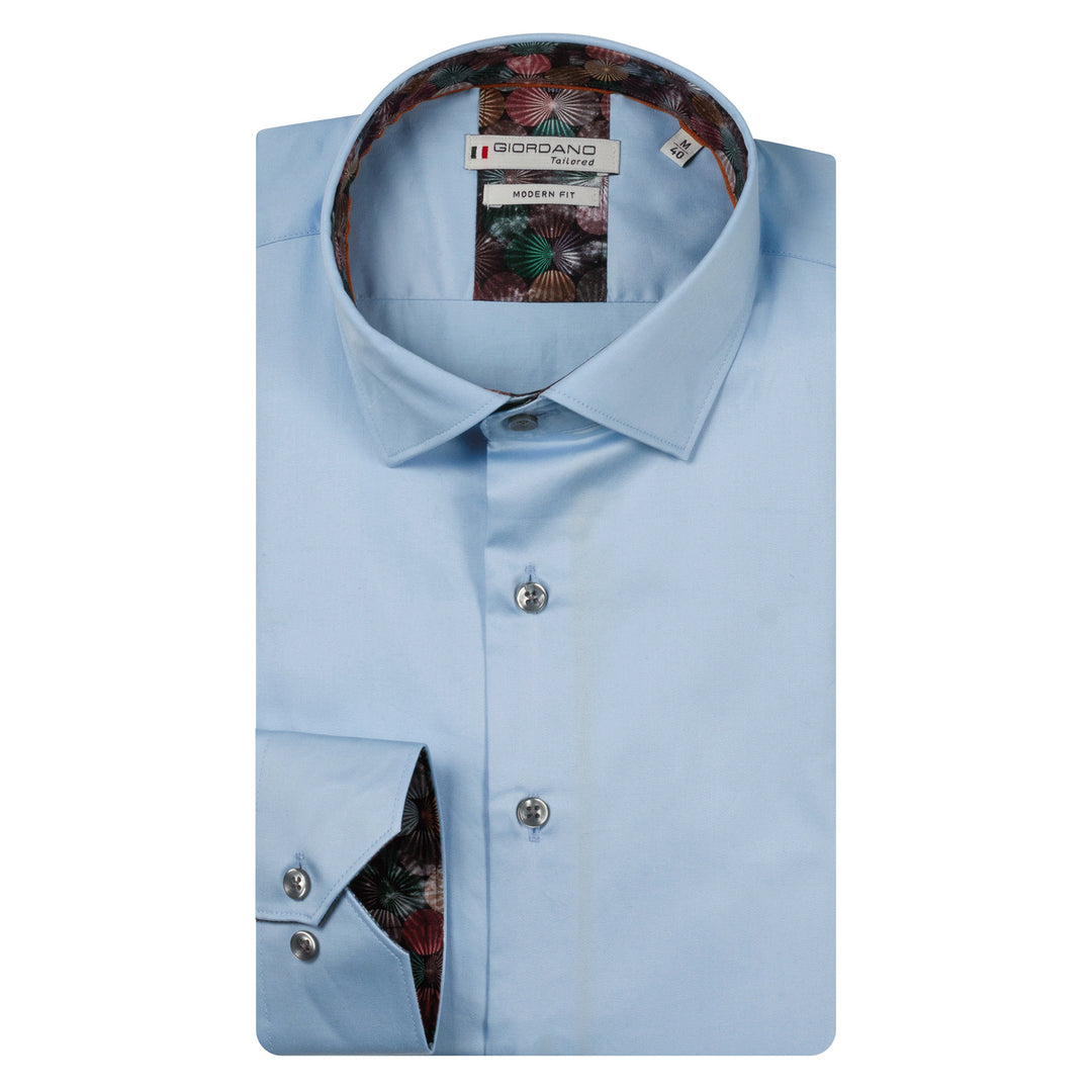 Giordano Maggiore Light Blue Long Sleeve Semi Cutaway Shirt 627813 61
