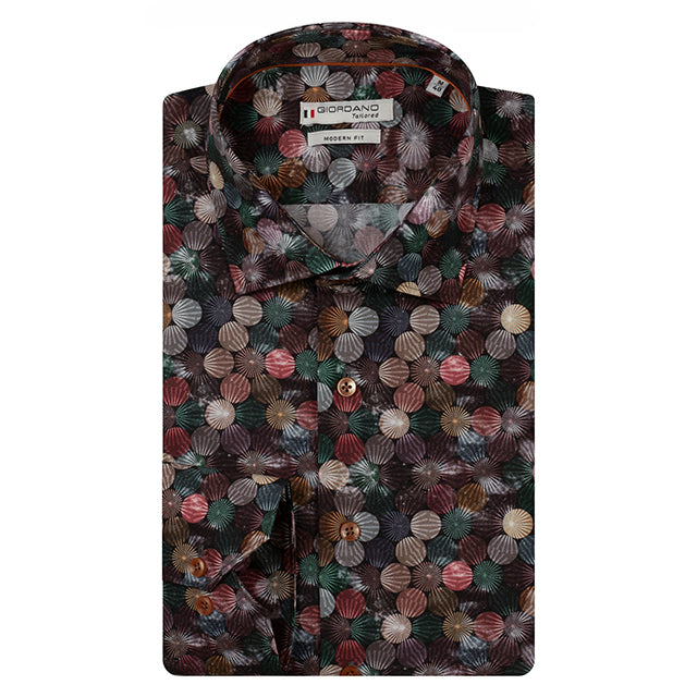Giordano Maggiore Long Sleeve Semi Cutaway Pink Multi Shirt 627890 50, front packshot
