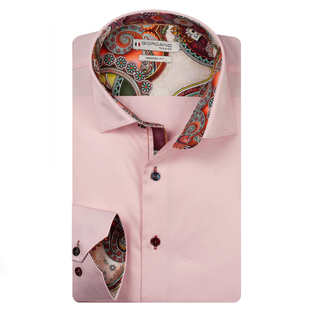 Giordano Maggiore Pink Long Sleeve Semi Cutaway Shirt 627812 50