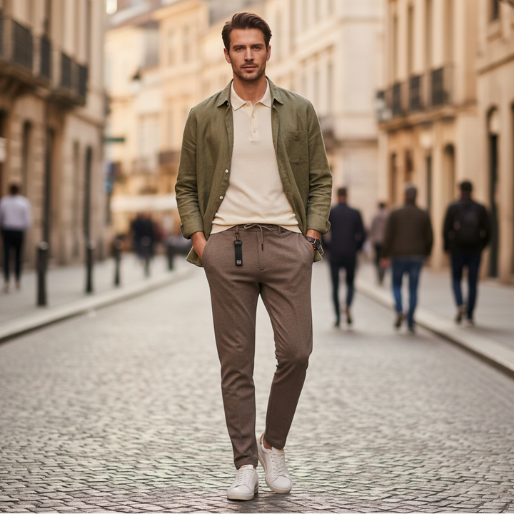 Giordano Ostuni Shell Brown Drawstring Waist Jogger Trousers 621050 81