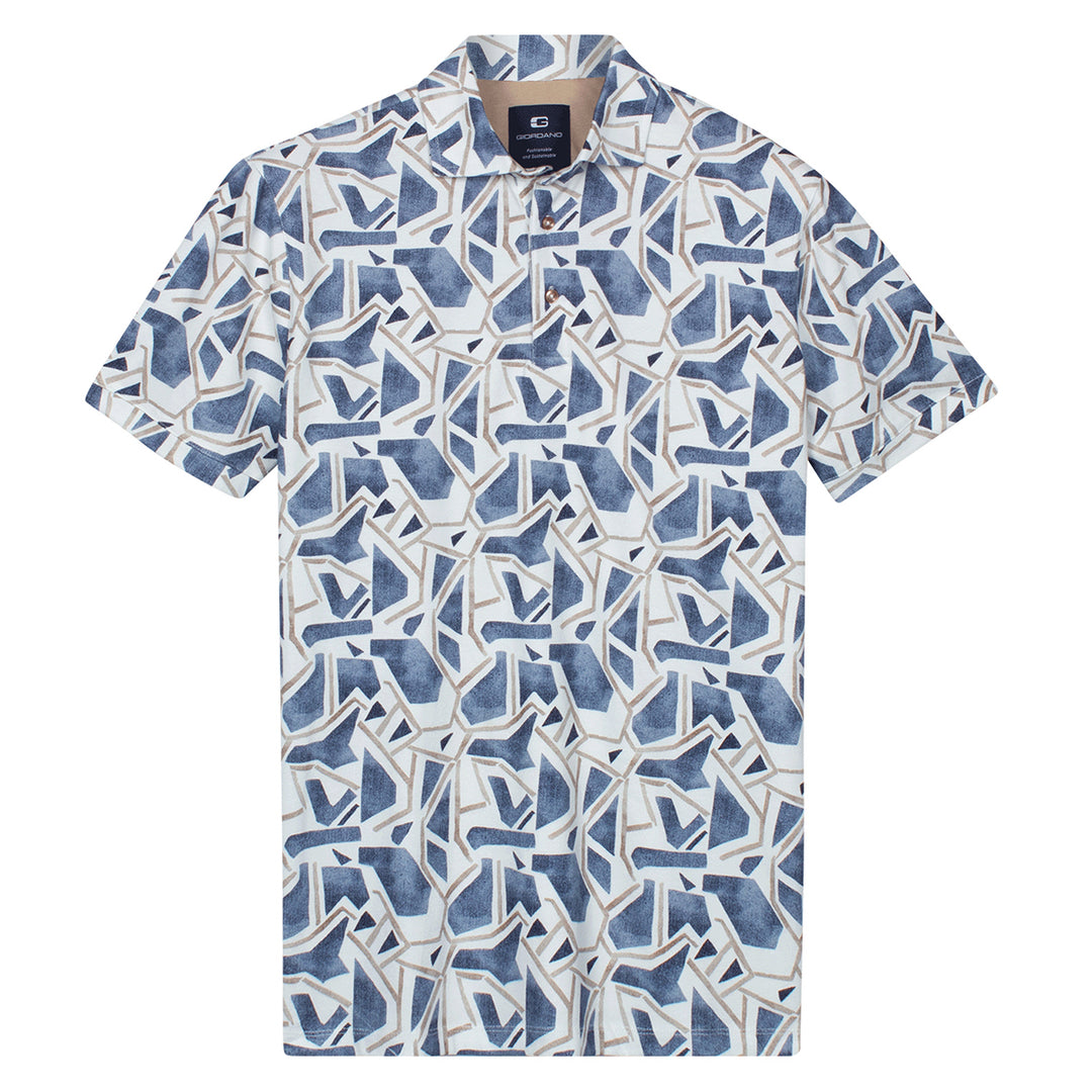 Giordano Polo Shirt 616556 Formentini Geometric Print Pique - Blue 60