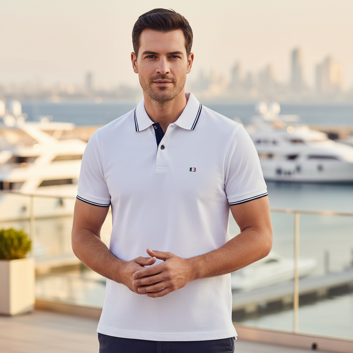 Giordano Polo Shirt 616587 Nico Signature Cotton Pique - Bright White 10