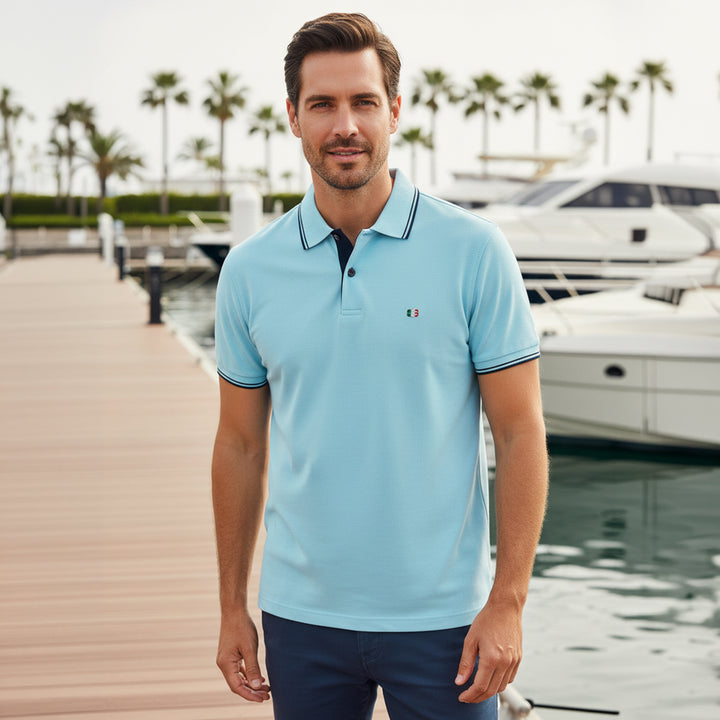 Giordano Polo Shirt 616587 Nico Signature Cotton Pique - Skyway Blue 65