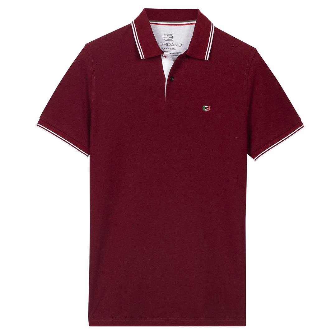 Giordano Polo Shirt 616587 Nico Signature Cotton Pique - Dark Red 30