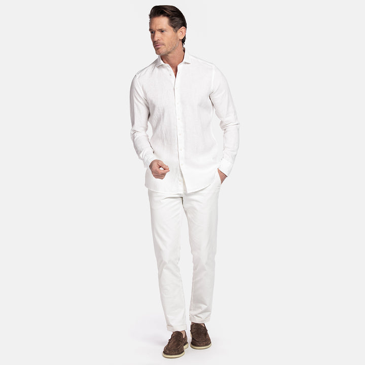 Giordano Shirt 617810 Row Cutaway Long Sleeve Linen - Bright White 10